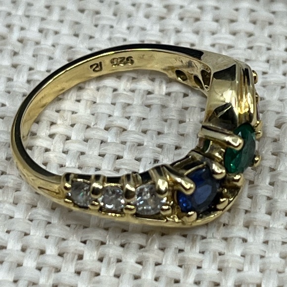 Vintage Gold Over Sterling 925 Multi-Stone Ring – Size 4.75 - Picture 7 of 17